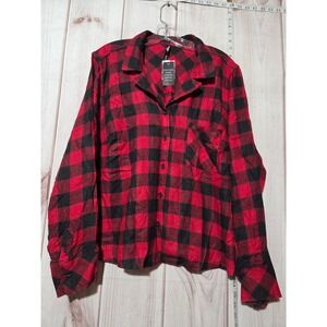 Torrid Sleep Womens Red‎ Black Buffalo Plaid Flannel Pajama Top Shirt Size 2